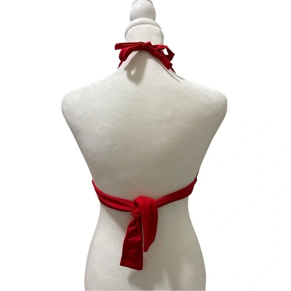 J. Crew Swim Halter Bikini Top Red Hot Summer Classic NWT - Picture 2 of 6